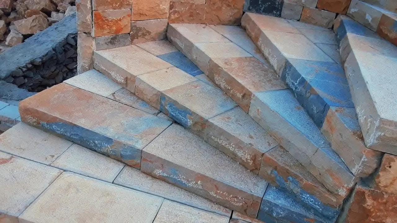 Stairs and landscaping in stone