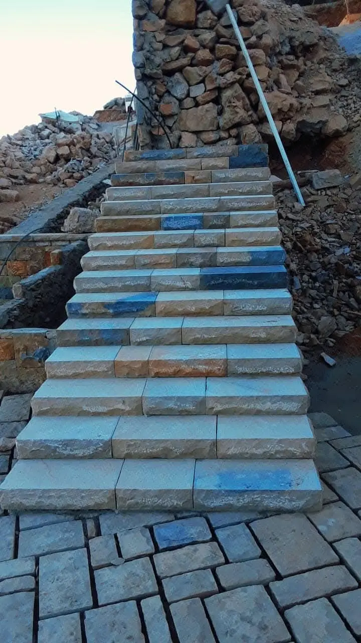 Stairs and landscaping in stone